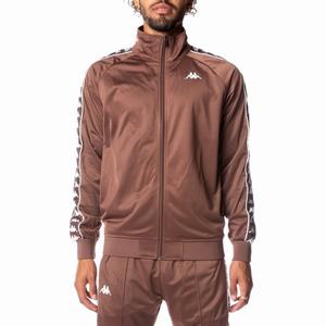 Kappa 222 Banda Anniston Track Jackets Brown White | 26198-NBIG