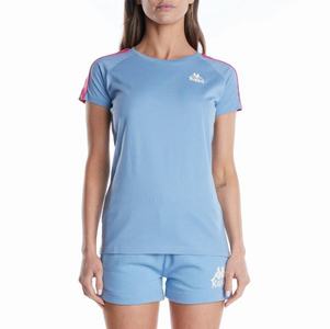 Kappa 222 Banda Apan T Shirts Light Blue Pink | 14970-TMJP