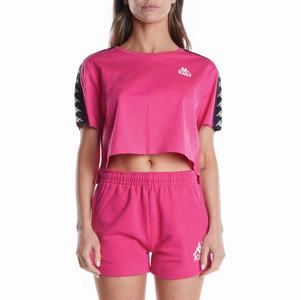 Kappa 222 Banda Apua T Shirts Pink Black | 06854-CSZG