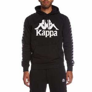 Kappa 222 Banda Hurtado 2 Hoodie Black White | 68173-WNPR