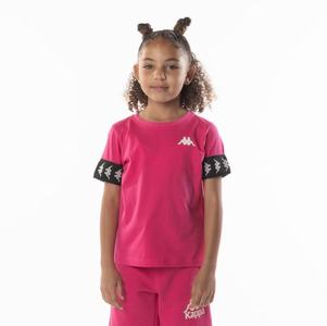 Kappa 222 Banda Niji 2 T Shirts Pink Black | 18476-MGKA