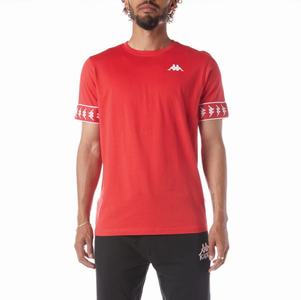 Kappa 222 Banda Niji 2 T Shirts Red White | 73169-MNCI