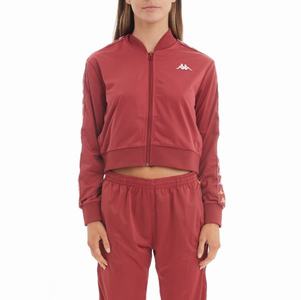 Kappa 222 Banda Ponce Cropped Track Jackets Burgundy | 60194-ZPHV