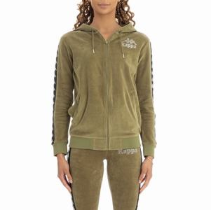 Kappa 222 Banda Stech Zip Hoodie Green Olive | 47812-YASW