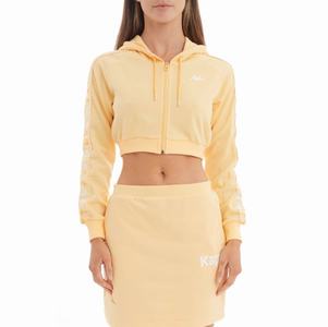 Kappa 222 Banda Tamworth Hoodie Light Yellow White | 36914-TVPW