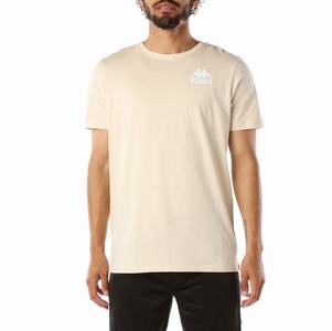 Kappa Authentic Ables T Shirts Beige White | 57031-ABRF