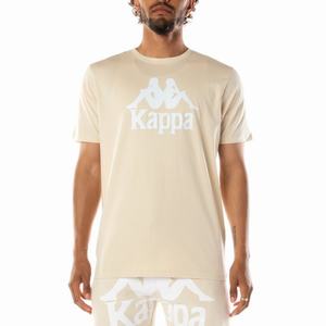 Kappa Authentic Estessi T Shirts Beige White | 96307-RHVJ