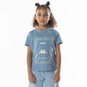 Kappa Authentic Graphy T Shirts Light Blue Brown | 94283-DUYZ