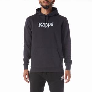 Kappa Authentic Haris Hoodie Black Grey | 95380-THSB