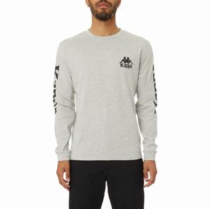 Kappa Authentic Ruiz 2 Long Sleeve T Shirts Grey Black | 57961-YUEV