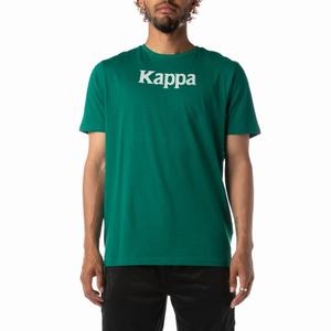 Kappa Authentic Runis T Shirts Green Grey | 75210-YFNJ