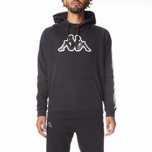 Kappa Logo Tape Apet 2 Hoodie Black | 62837-VZHO