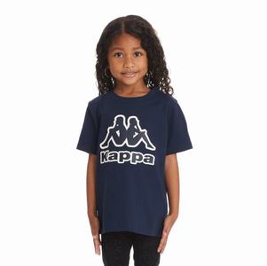 Kappa Logo Tape Bant T Shirts Navy | 58412-YXOI