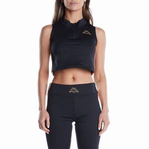 Kappa Logo Tape Elia Crop Top Sports Bra Black Light Orange | 90561-QBXR