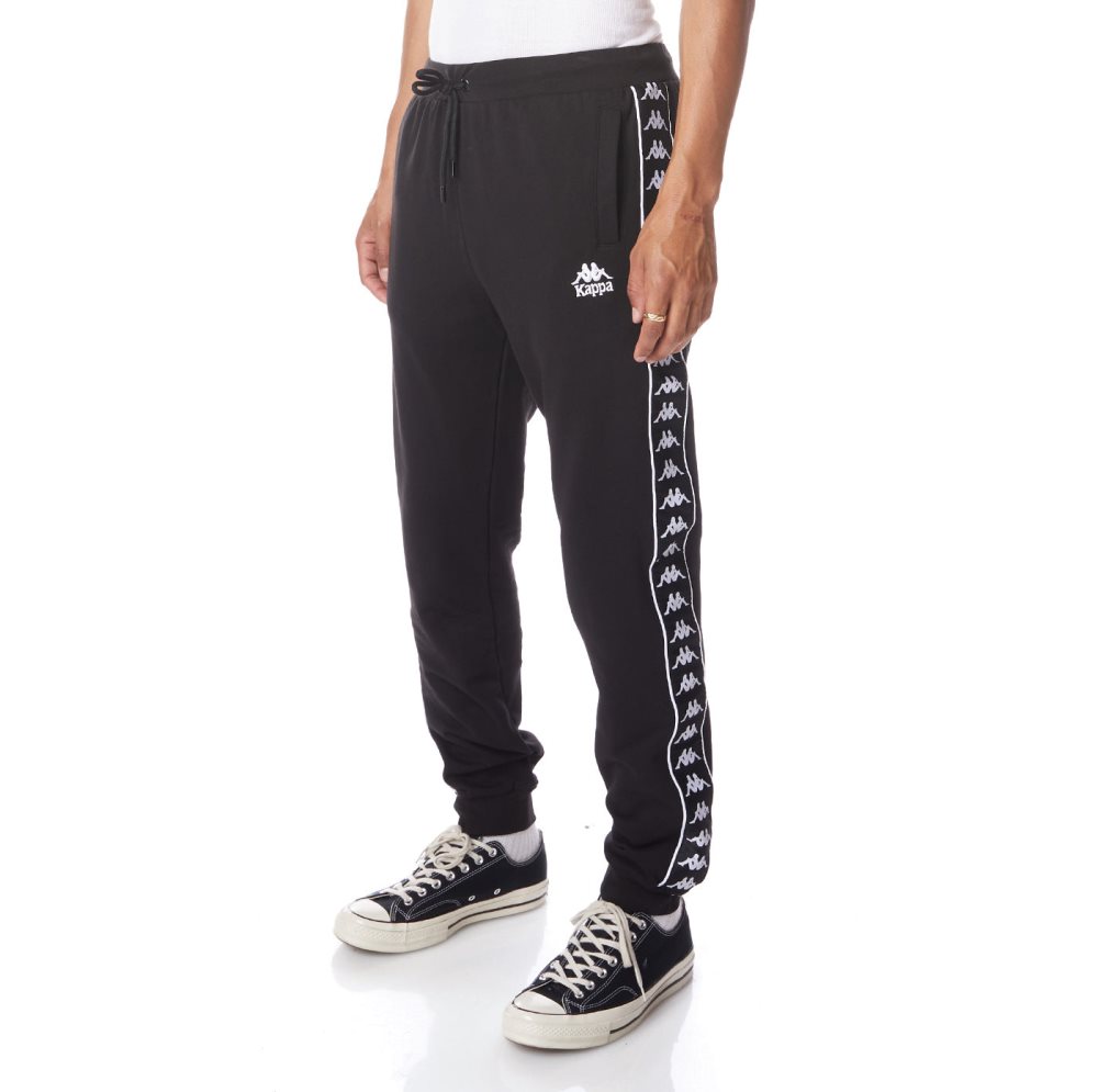 Kappa 222 Banda Alanz 2 Sweatpants Black White | 19254-BQKO