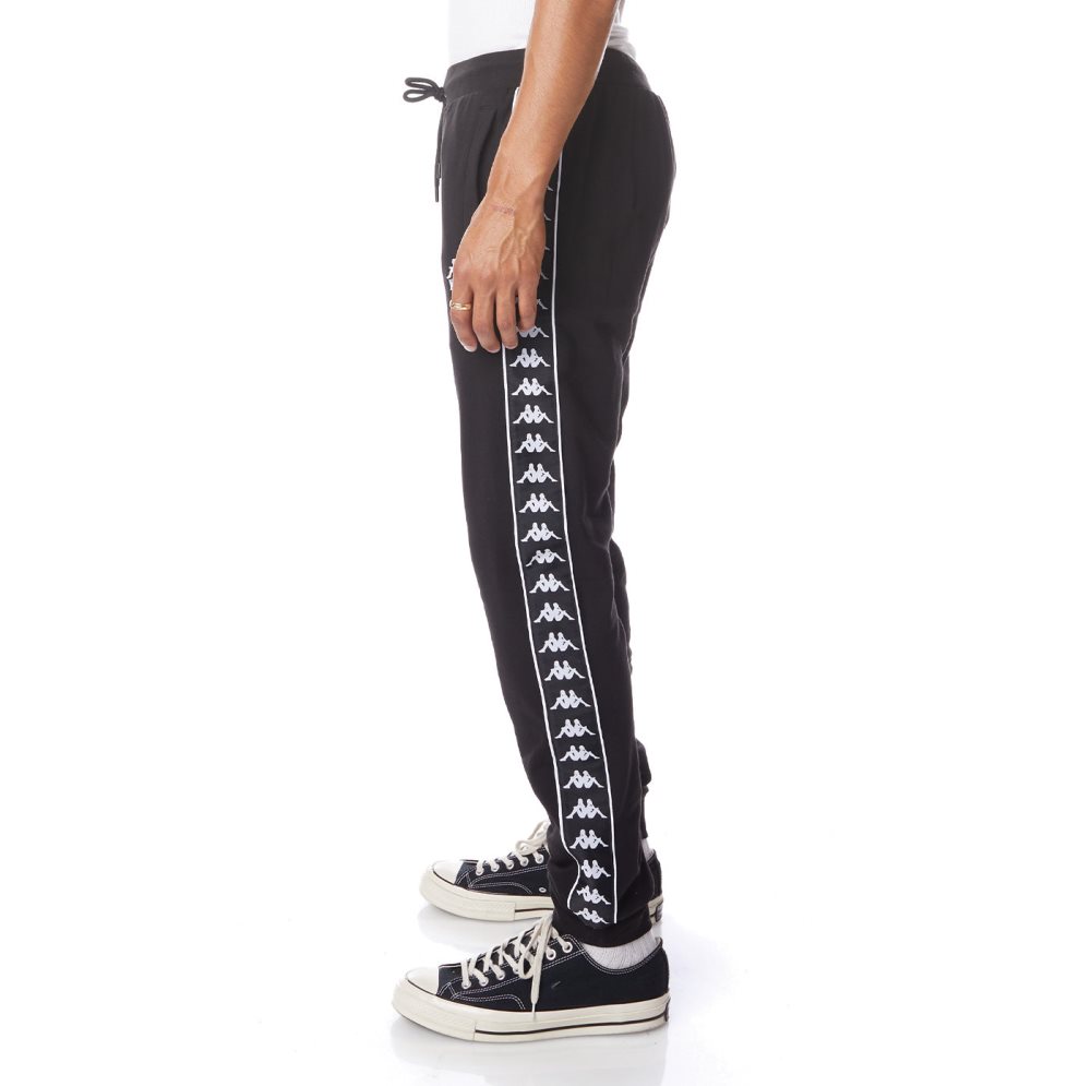 Kappa 222 Banda Alanz 2 Sweatpants Black White | 19254-BQKO