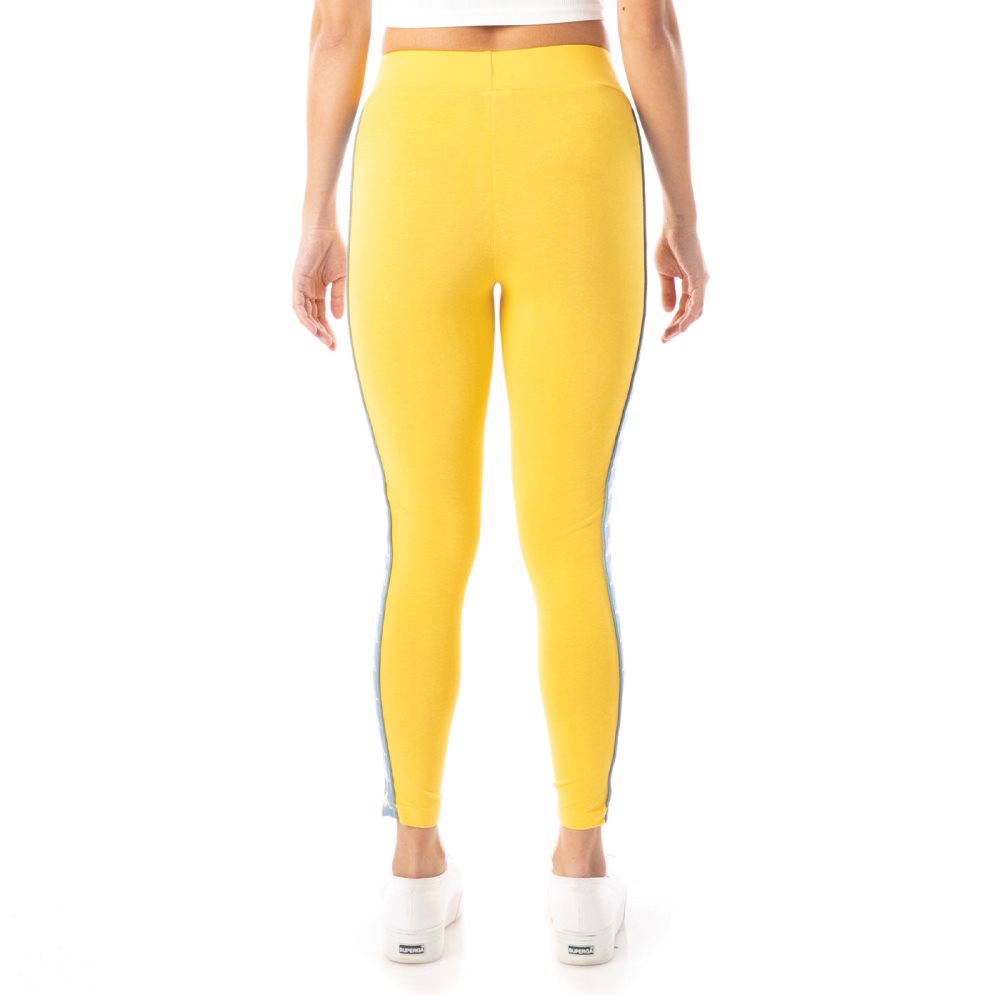 Kappa 222 Banda Anen 2 Leggings Yellow Light Blue | 73980-VDYT