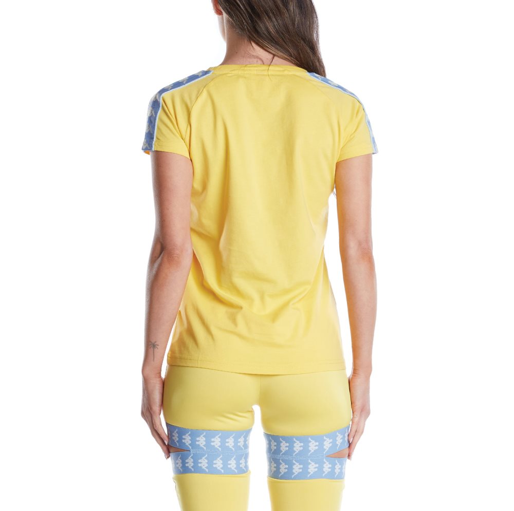 Kappa 222 Banda Apan T Shirts Yellow Light Blue | 67528-VOHI