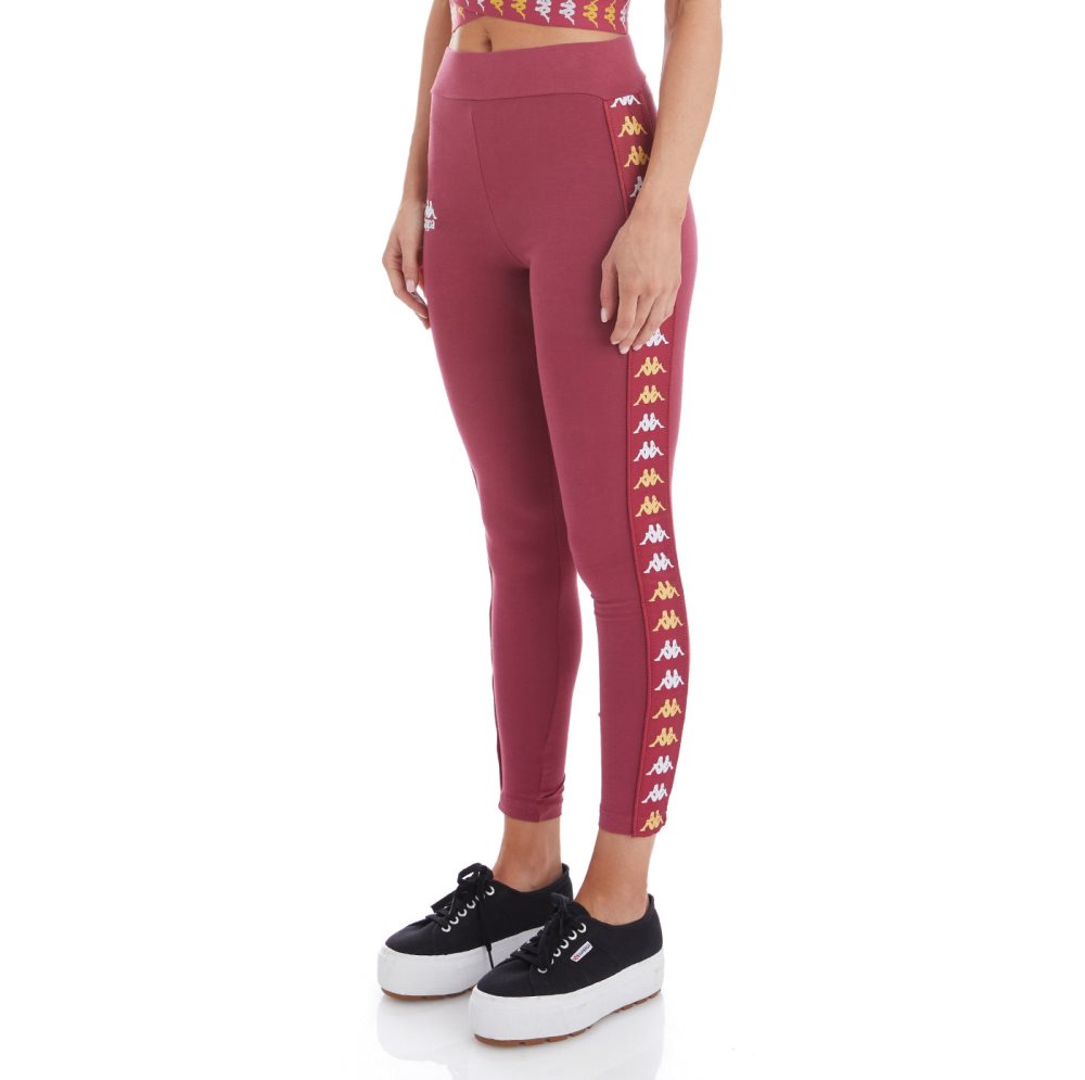 Kappa 222 Banda Baldhill Leggings Burgundy | 85697-YKWO