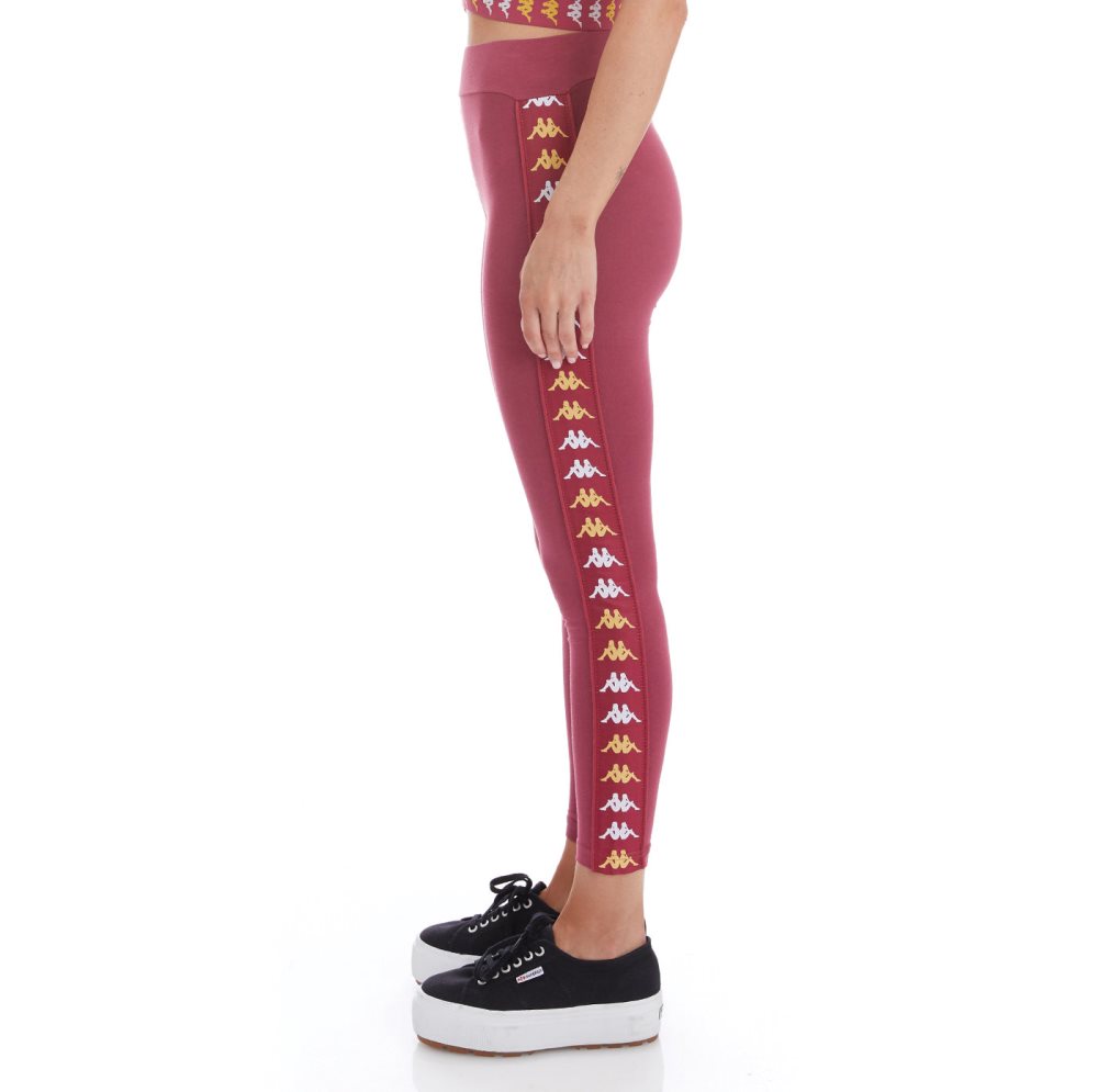 Kappa 222 Banda Baldhill Leggings Burgundy | 85697-YKWO