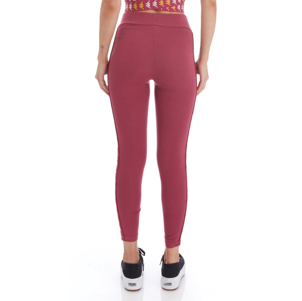 Kappa 222 Banda Baldhill Leggings Burgundy | 85697-YKWO