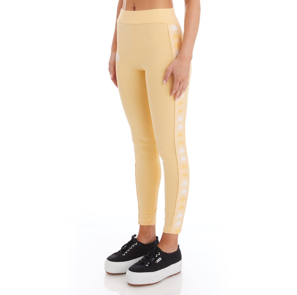 Kappa 222 Banda Baldhill Leggings Light Yellow White | 01685-QZET