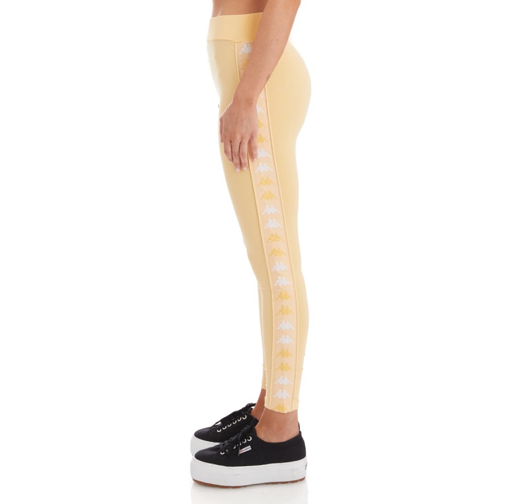 Kappa 222 Banda Baldhill Leggings Light Yellow White | 01685-QZET