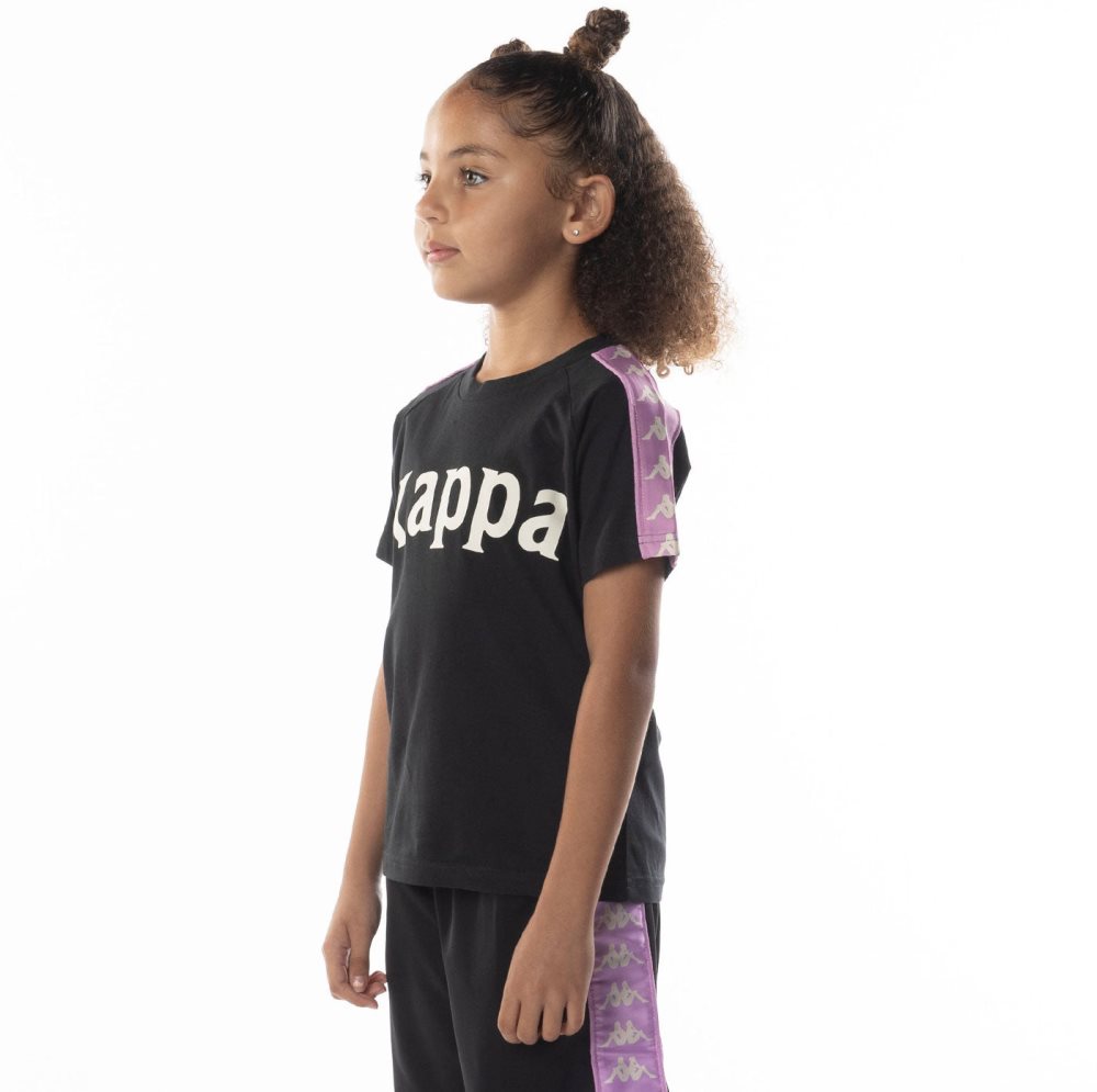 Kappa 222 Banda Balima T Shirts Black Purple | 86241-UBRD