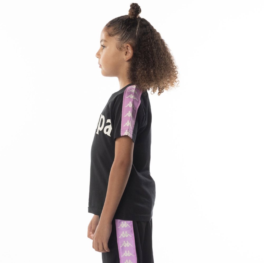 Kappa 222 Banda Balima T Shirts Black Purple | 86241-UBRD