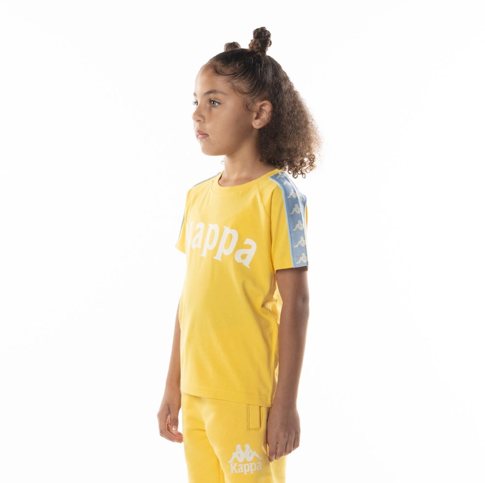 Kappa 222 Banda Balima T Shirts Yellow Light Blue | 81934-XUOQ