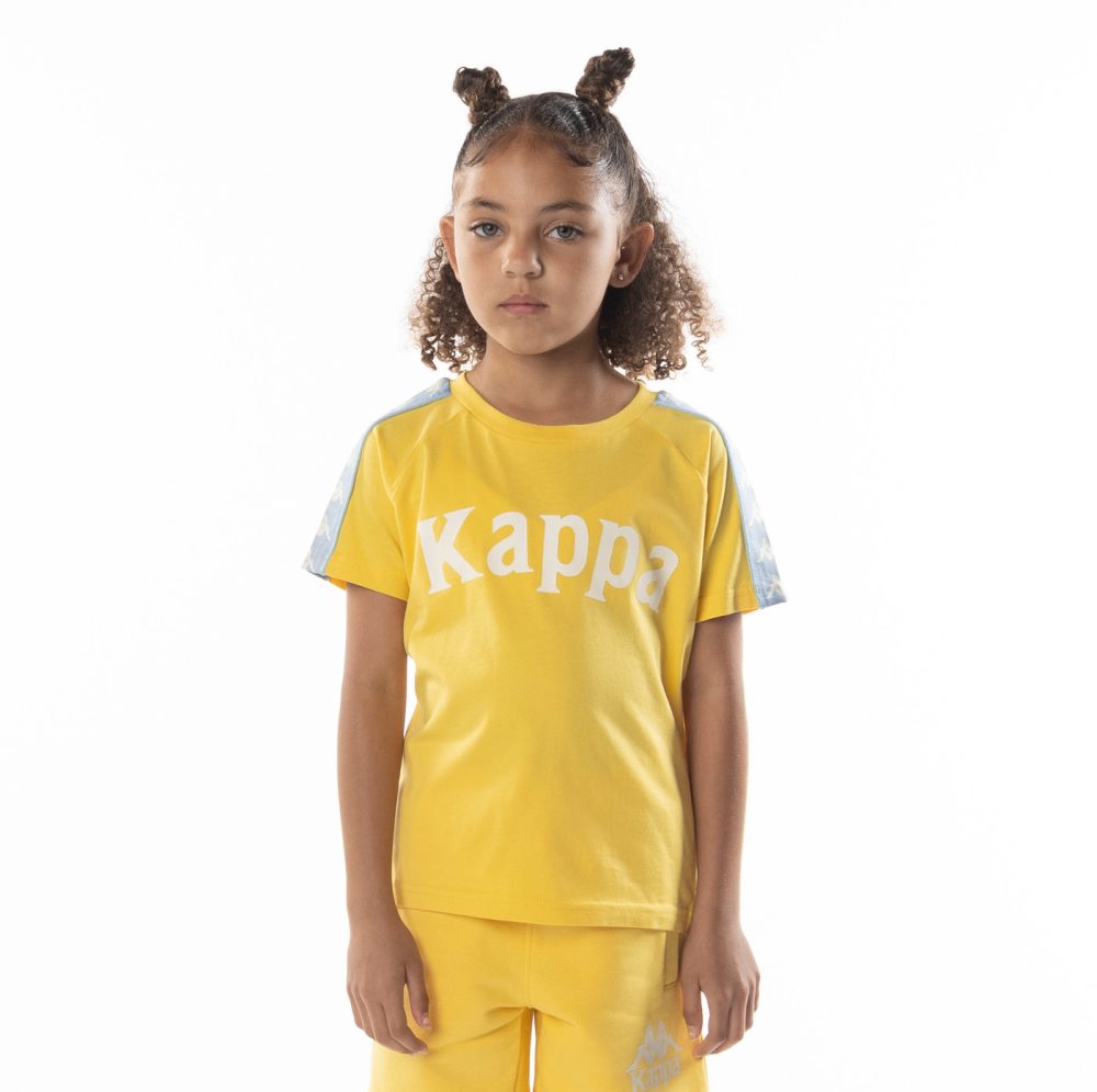 Kappa 222 Banda Balima T Shirts Yellow Light Blue | 81934-XUOQ