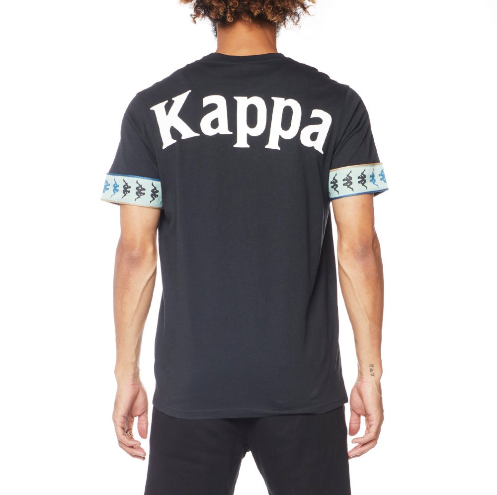 Kappa 222 Banda Bowieshirt T Shirts Black Olive | 67314-INHW