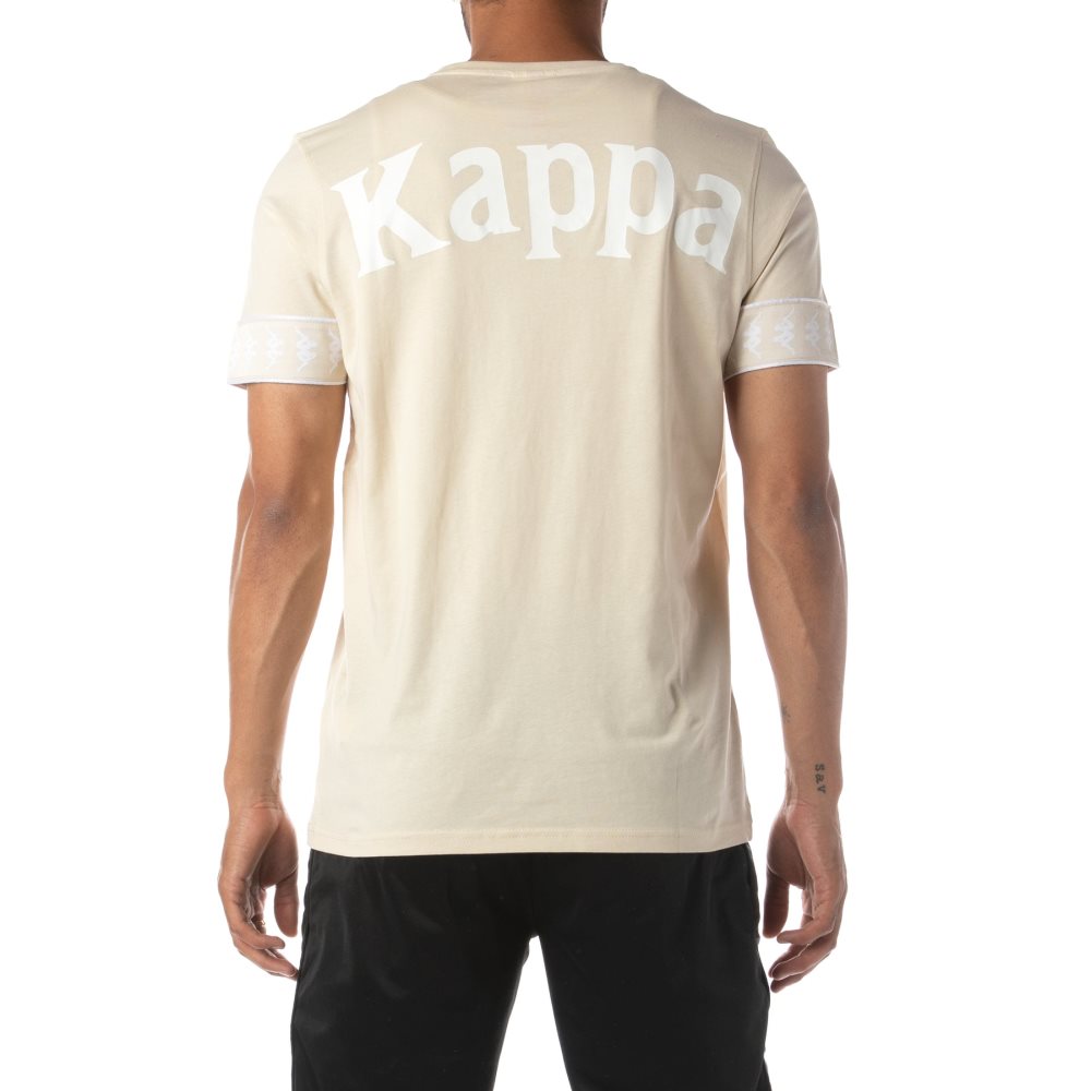 Kappa 222 Banda Niji 2 T Shirts Beige White | 03618-CASV