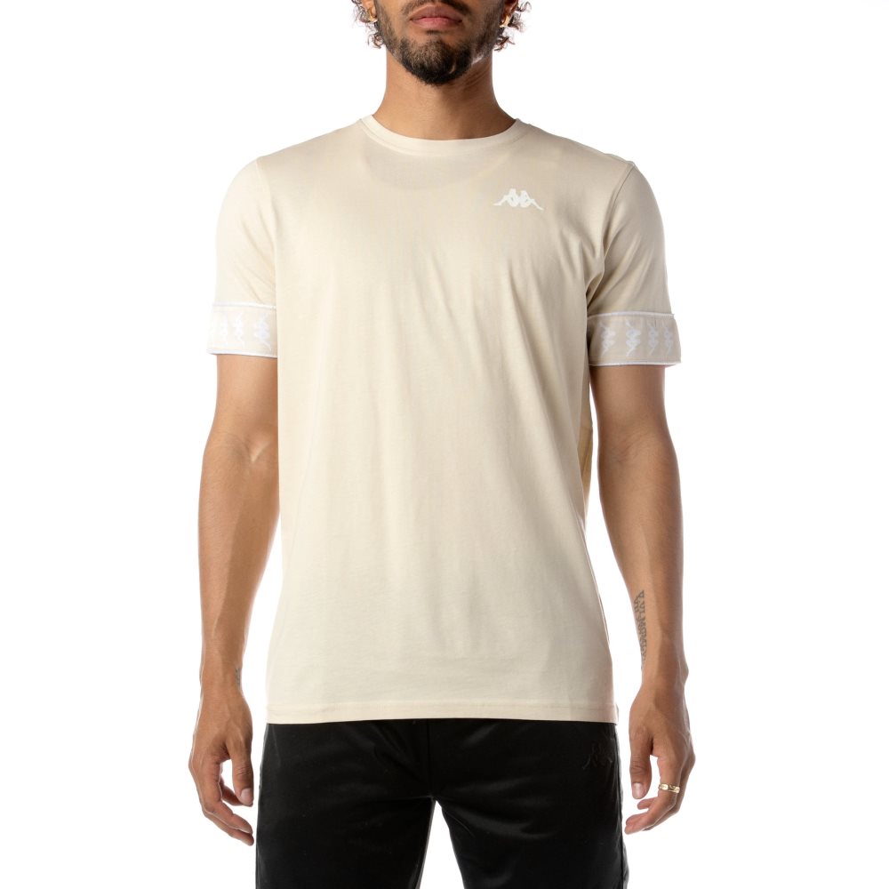 Kappa 222 Banda Niji 2 T Shirts Beige White | 03618-CASV