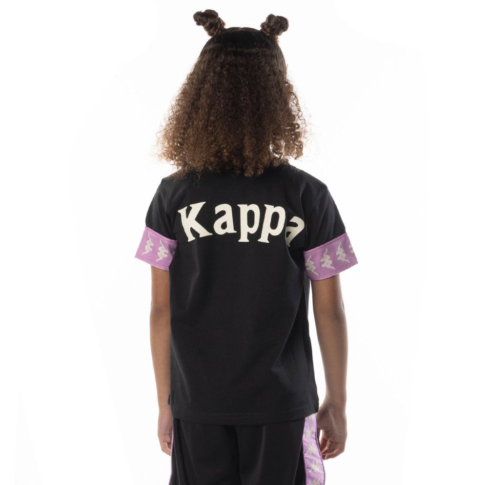 Kappa 222 Banda Niji 2 T Shirts Black Purple | 13094-HGBC