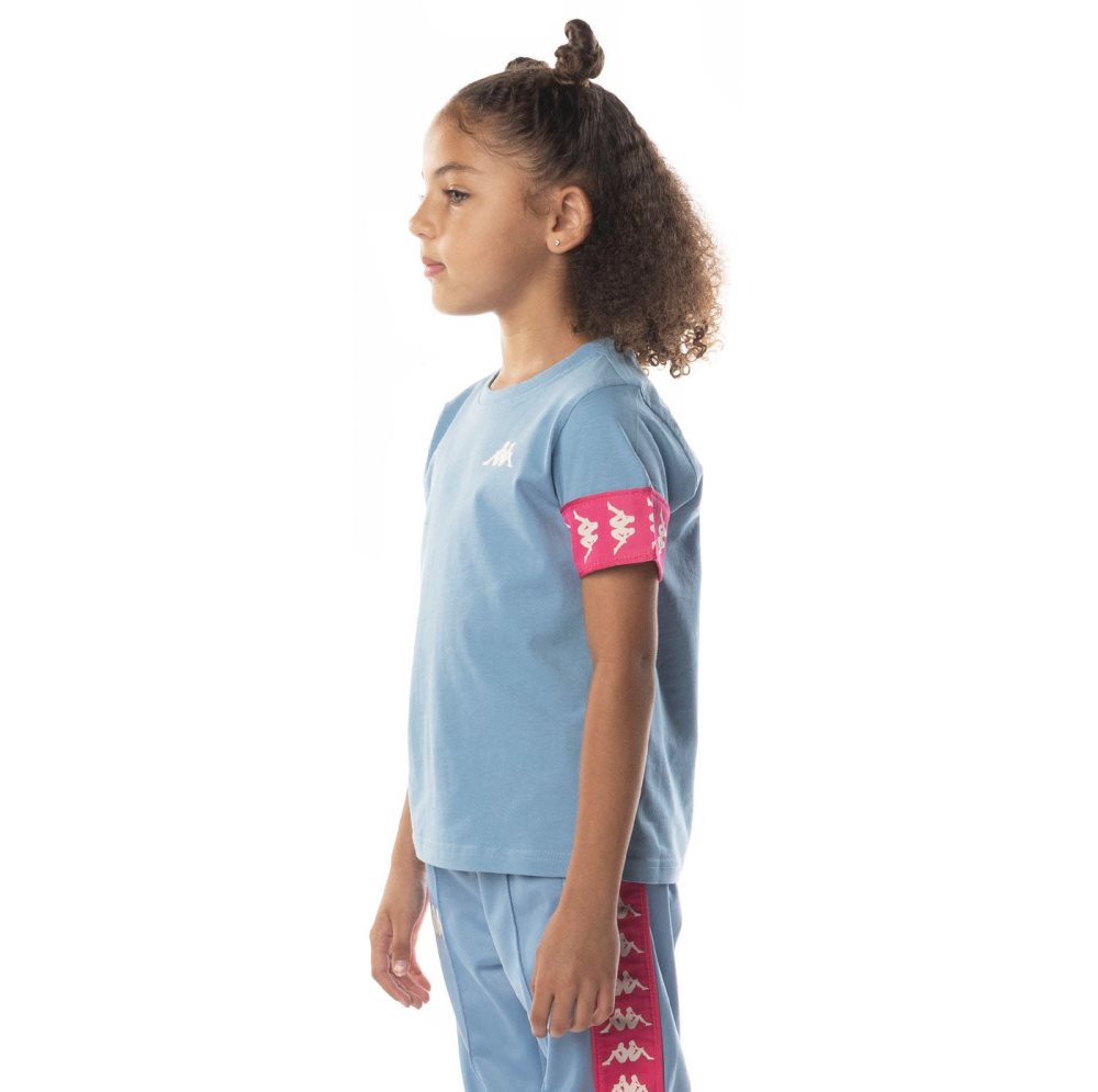 Kappa 222 Banda Niji 2 T Shirts Light Blue Pink | 57249-ZVAO