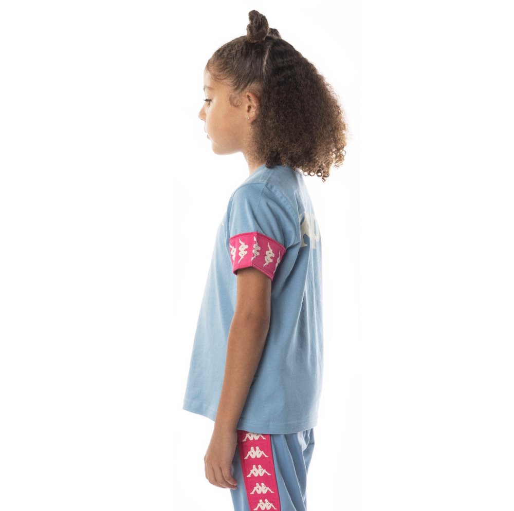 Kappa 222 Banda Niji 2 T Shirts Light Blue Pink | 57249-ZVAO