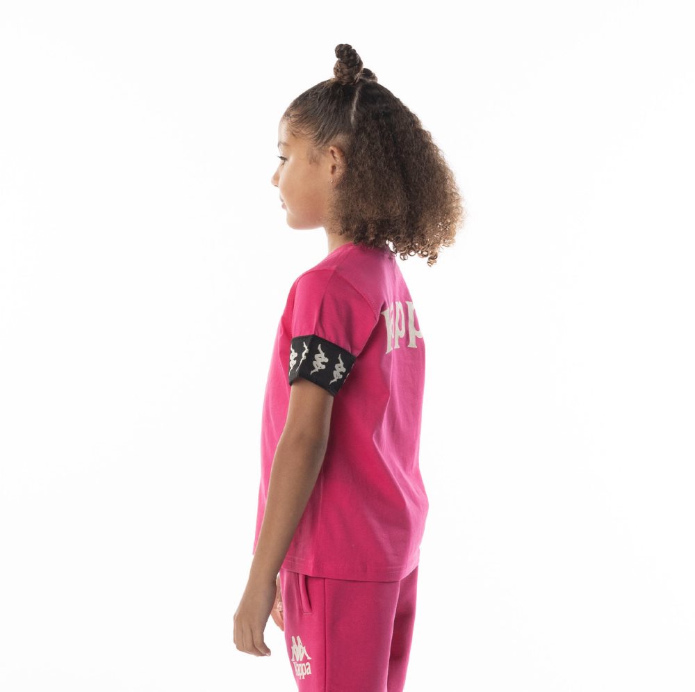 Kappa 222 Banda Niji 2 T Shirts Pink Black | 18476-MGKA