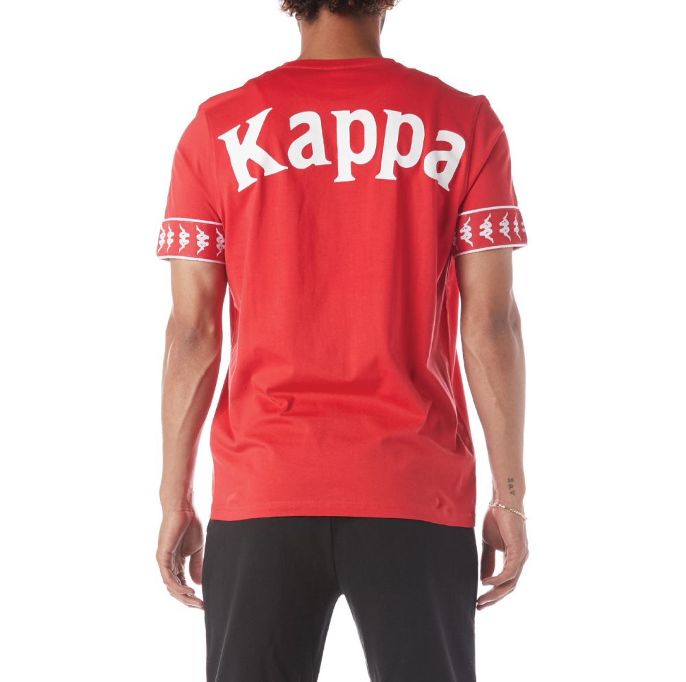 Kappa 222 Banda Niji 2 T Shirts Red White | 73169-MNCI