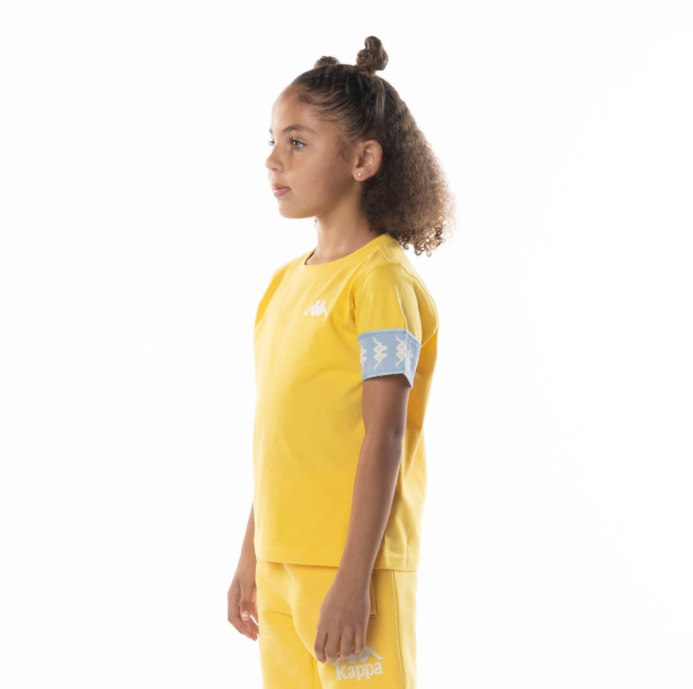 Kappa 222 Banda Niji 2 T Shirts Yellow Light Blue | 73659-YFZM