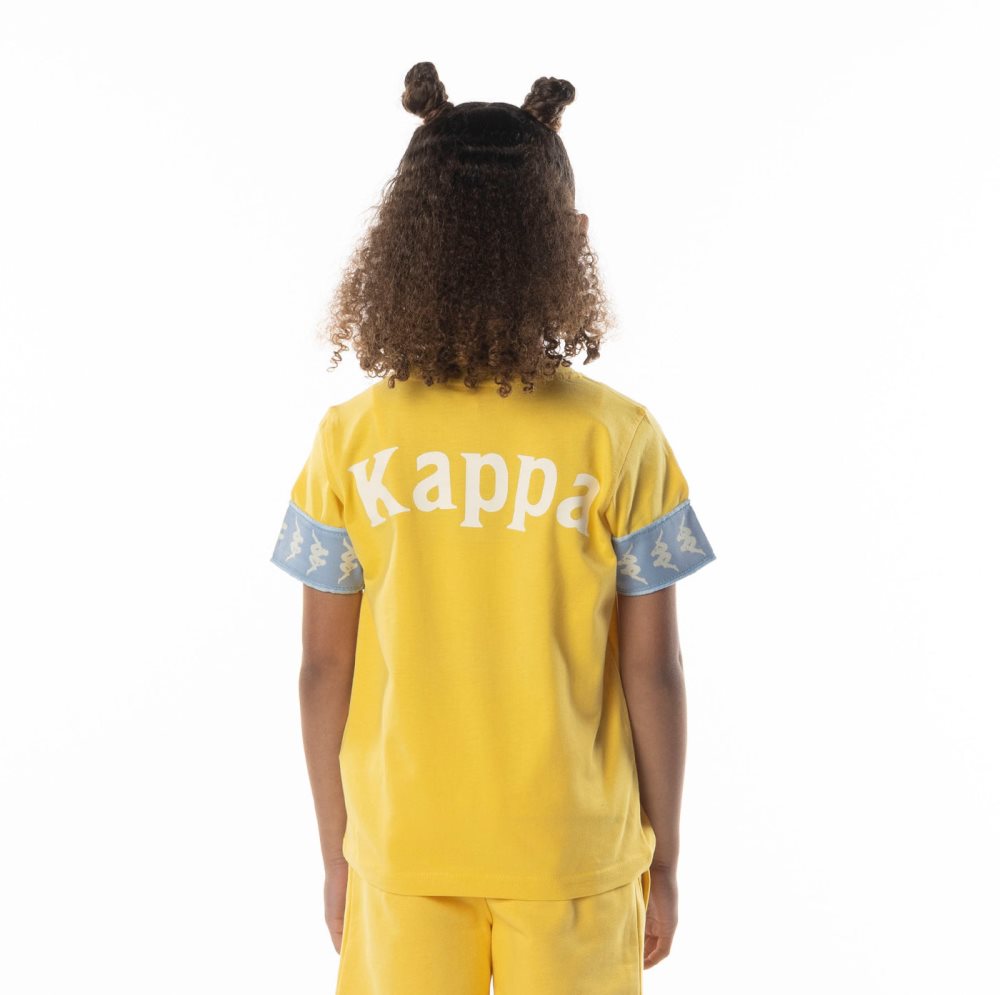 Kappa 222 Banda Niji 2 T Shirts Yellow Light Blue | 73659-YFZM