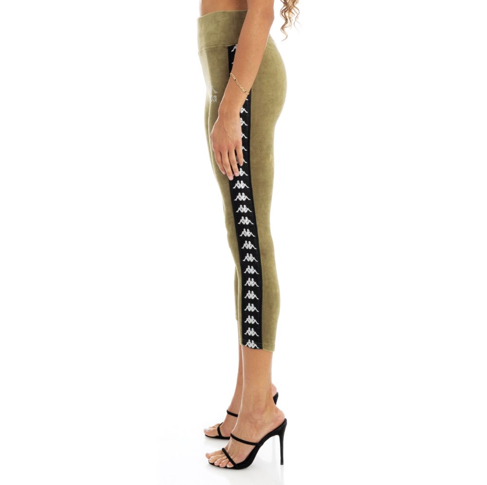 Kappa 222 Banda Slit Leggings Green Olive | 51673-CYNZ