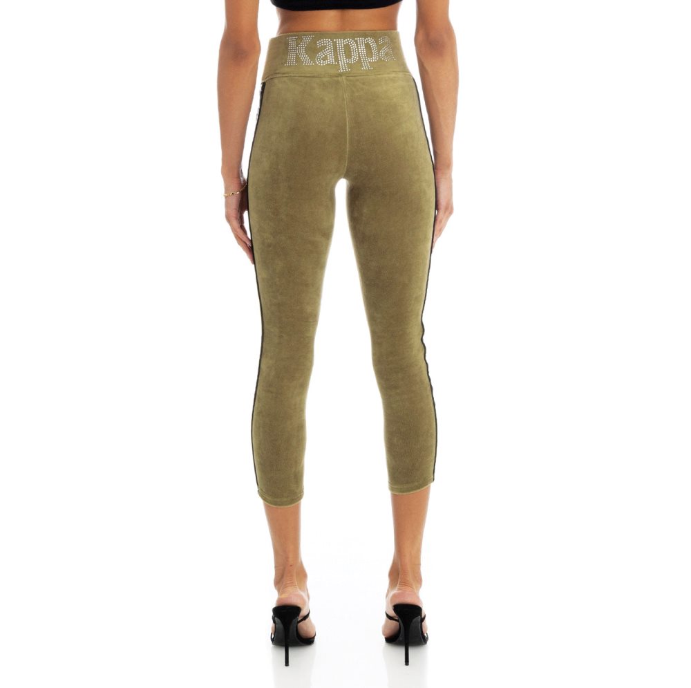 Kappa 222 Banda Slit Leggings Green Olive | 51673-CYNZ