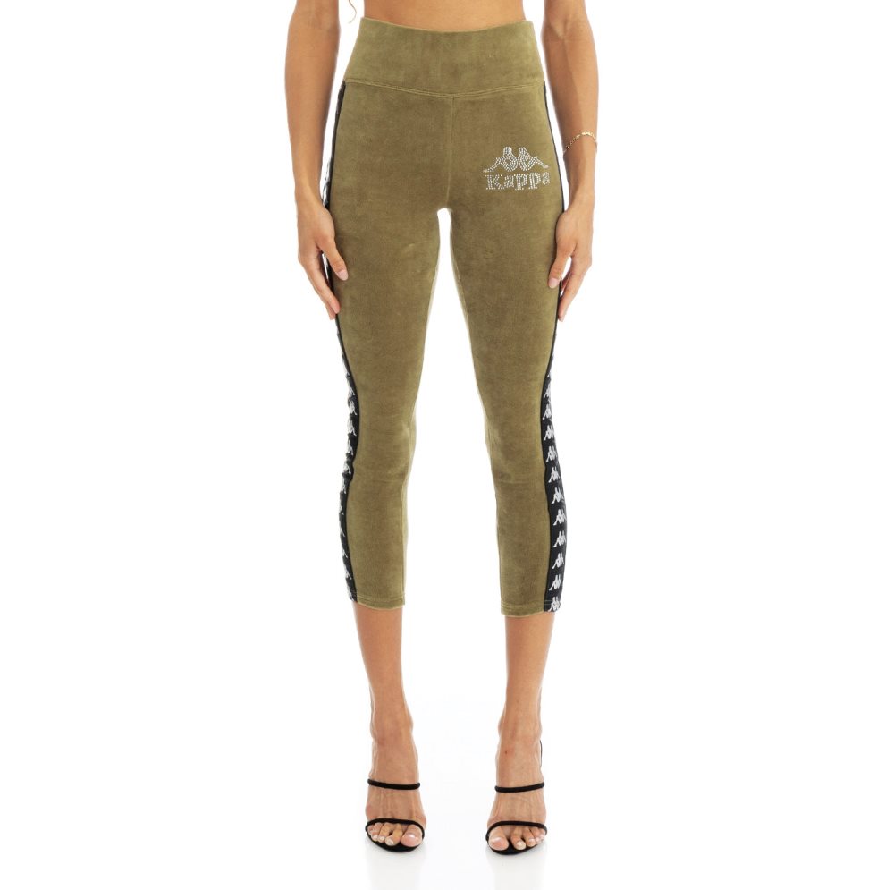 Kappa 222 Banda Slit Leggings Green Olive | 51673-CYNZ