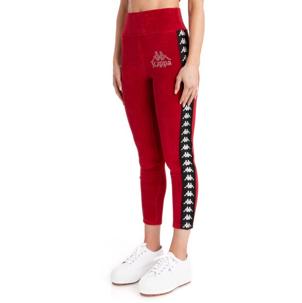 Kappa 222 Banda Stele Leggings Red | 96745-XWFV