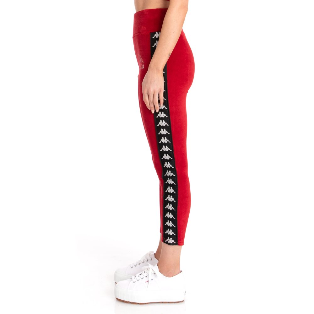 Kappa 222 Banda Stele Leggings Red | 96745-XWFV