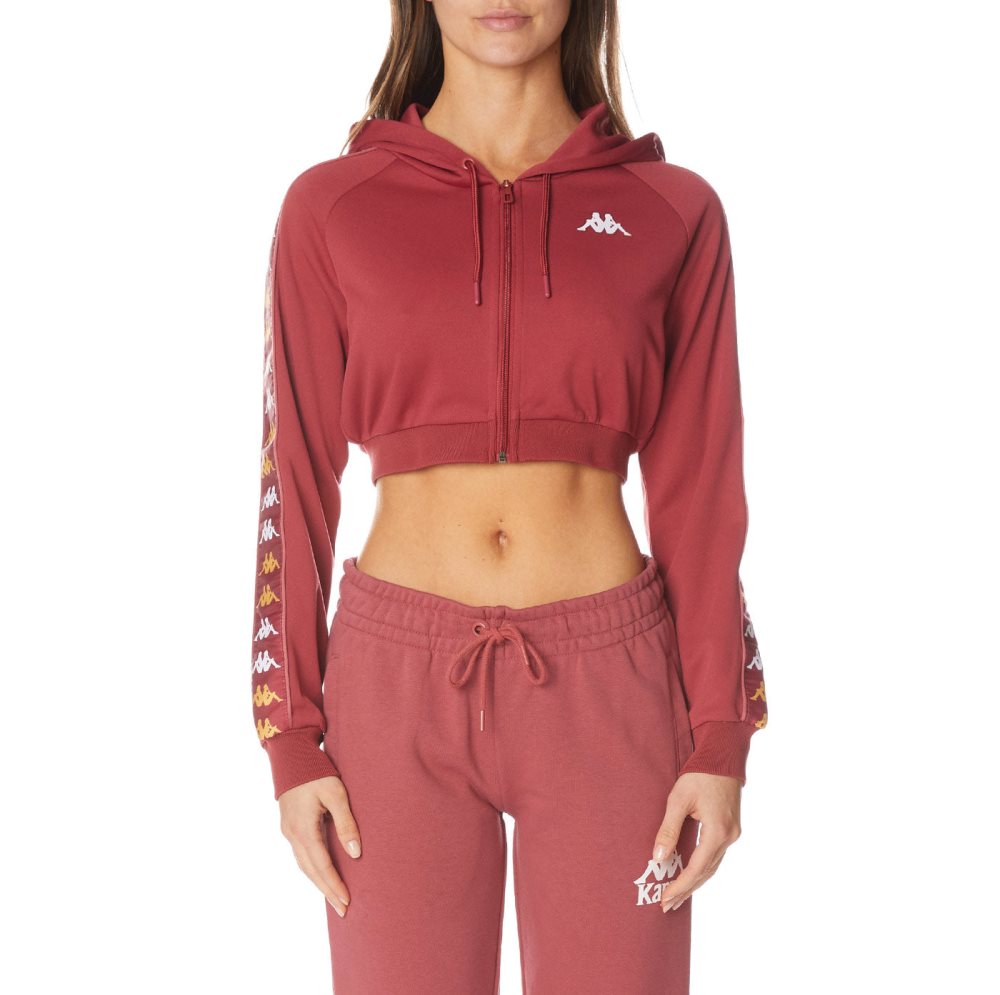 Kappa 222 Banda Tamworth Hoodie Burgundy | 07842-UDYT