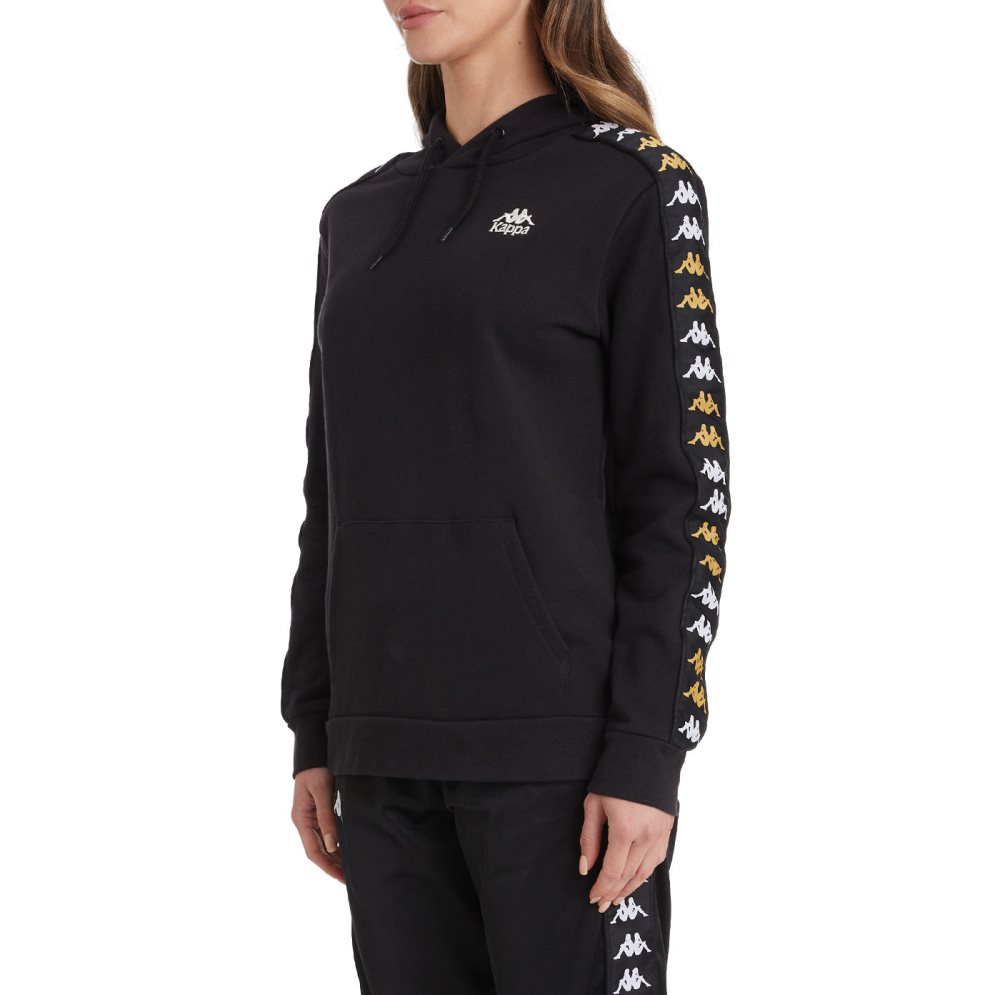 Kappa 222 Banda Thebundaberg Hoodie Black | 63781-RMWJ