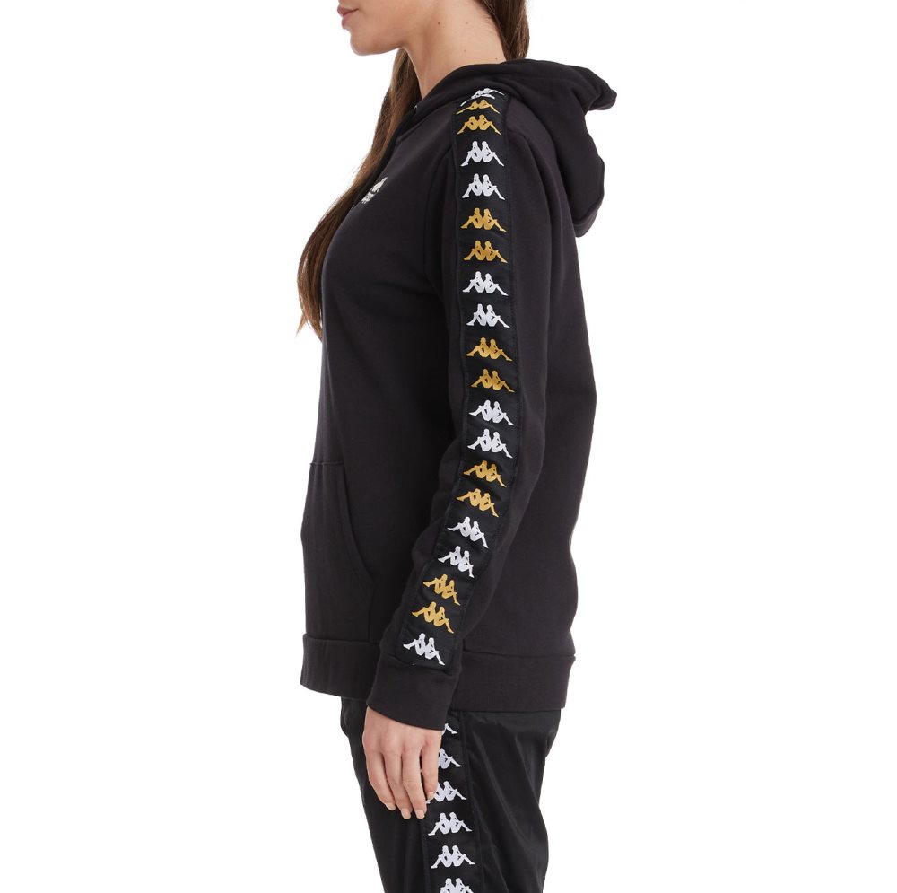 Kappa 222 Banda Thebundaberg Hoodie Black | 63781-RMWJ