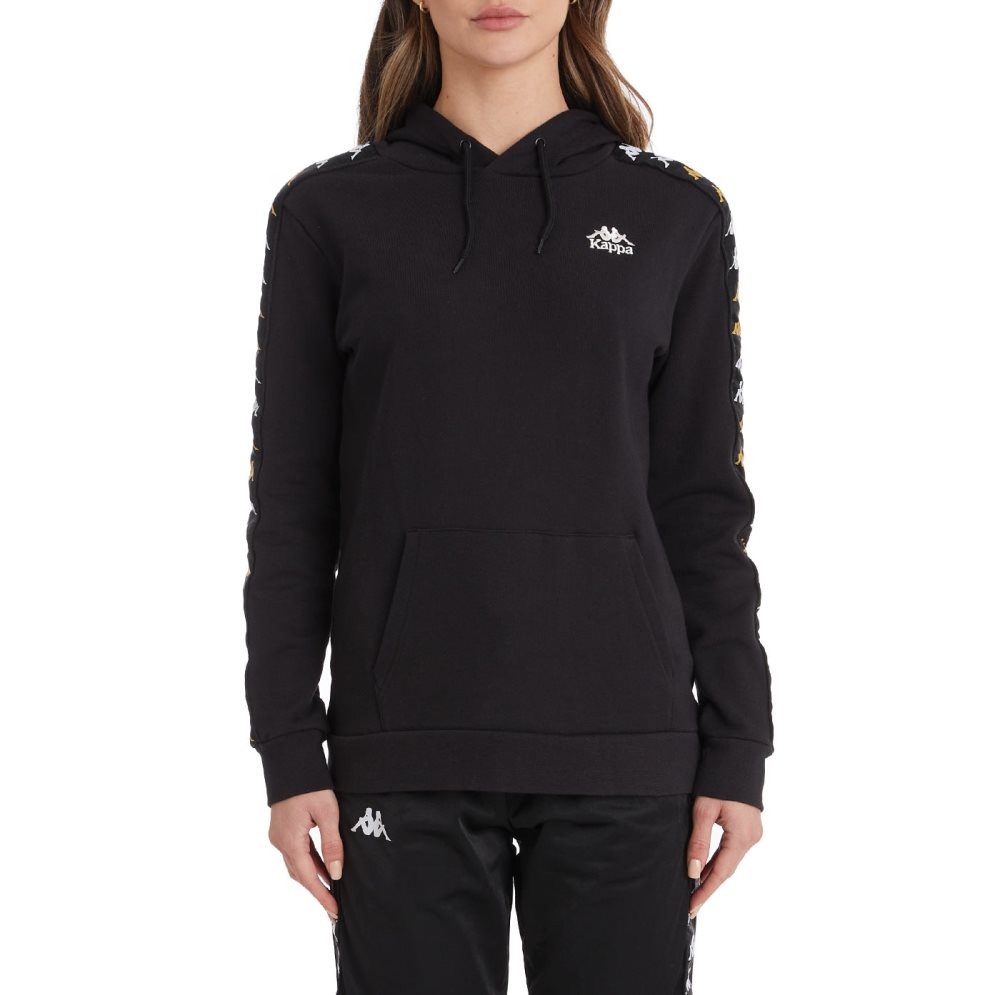 Kappa 222 Banda Thebundaberg Hoodie Black | 93062-DRLF